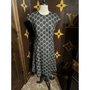 Worth Wool Short Sleeve Gray Polka Dot Dress Size 6